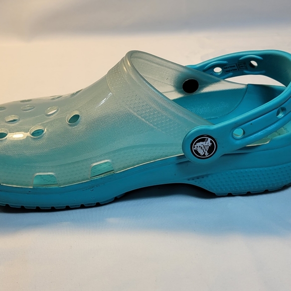 Crocs Shoes Unisex Mens 4 Womens 6 Classic Translucent Clog Digital Aqua - Picture 5 of 10
